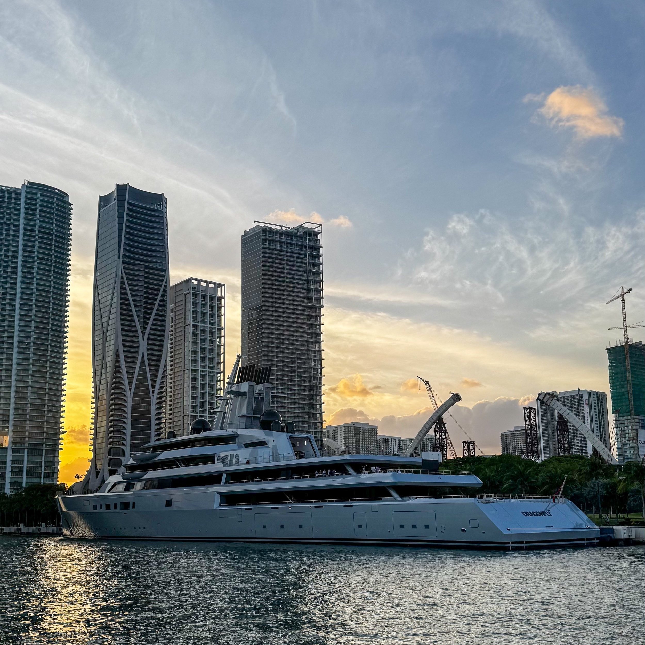 Google and Alphabet Co-Founder Sergey Brin's 124.08-Meter / 466' Lürssen Motor Yacht Dragonfly Docks In Miami's Museum Park
