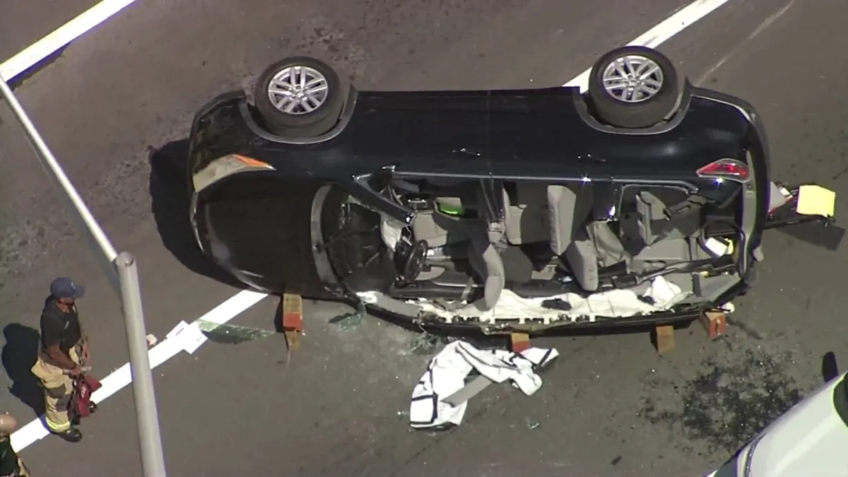 Elderly woman extricated from SUV that flipped after crash in Miami Beach